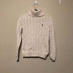 White Ralph Lauren Cable-knit Turtle Neck
